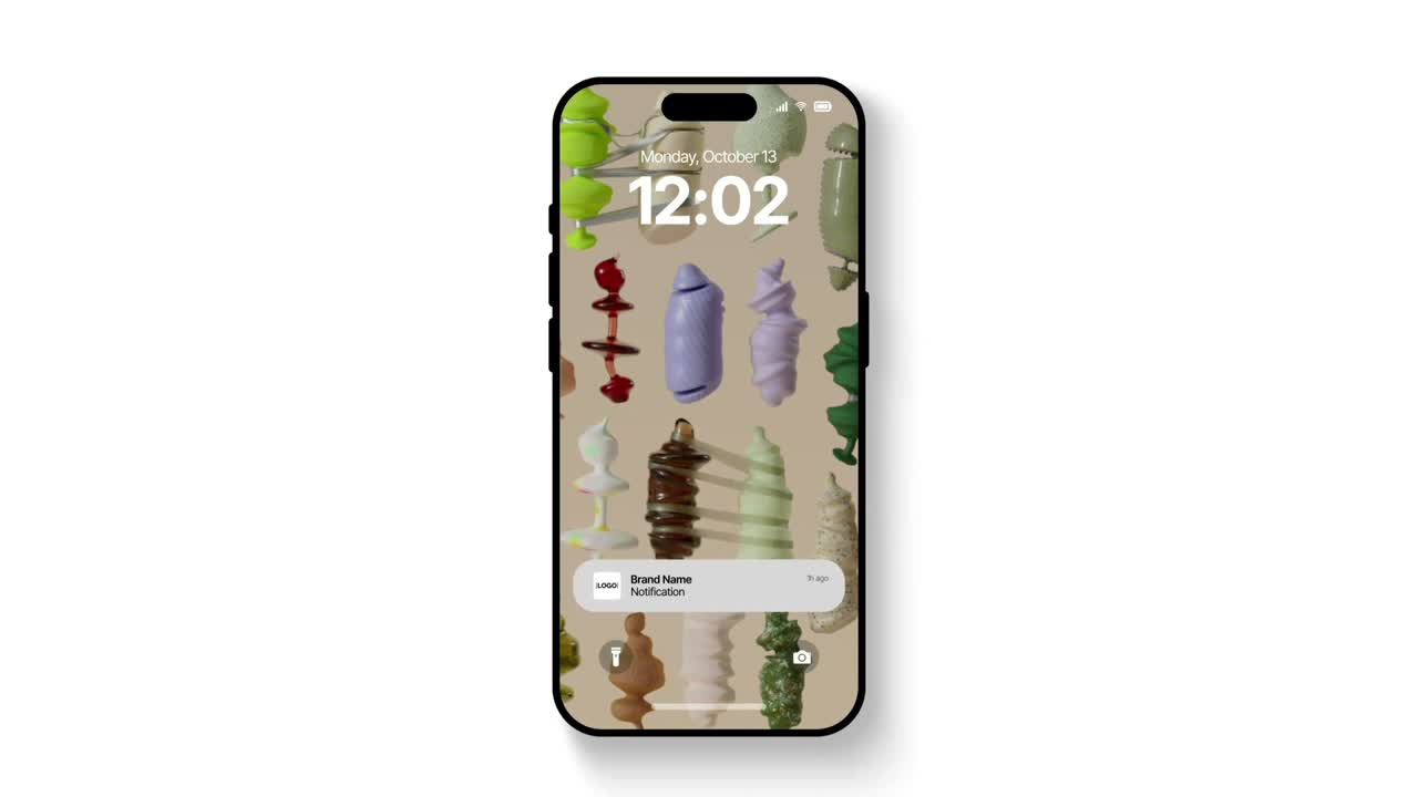Smartphone Displaying Abstract Digital Animations and App Interface