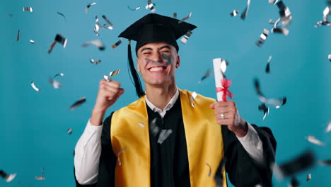 celebrating graduation with confetti