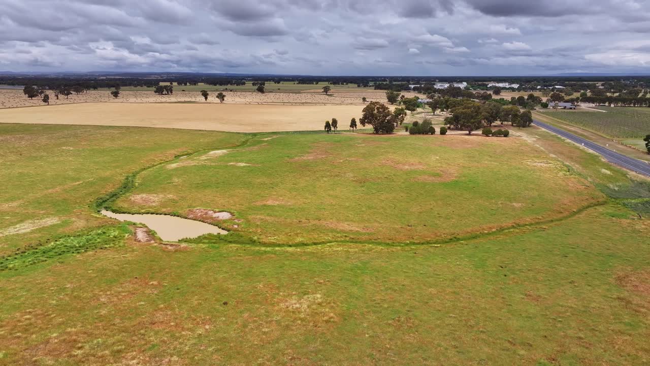 Over åbne folde i Wahgunyah, Victoria, Australien