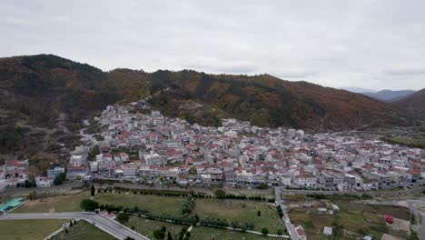 echinos xanthi greece aerial panoramic view, pomack village in thrace region, point of interest shot