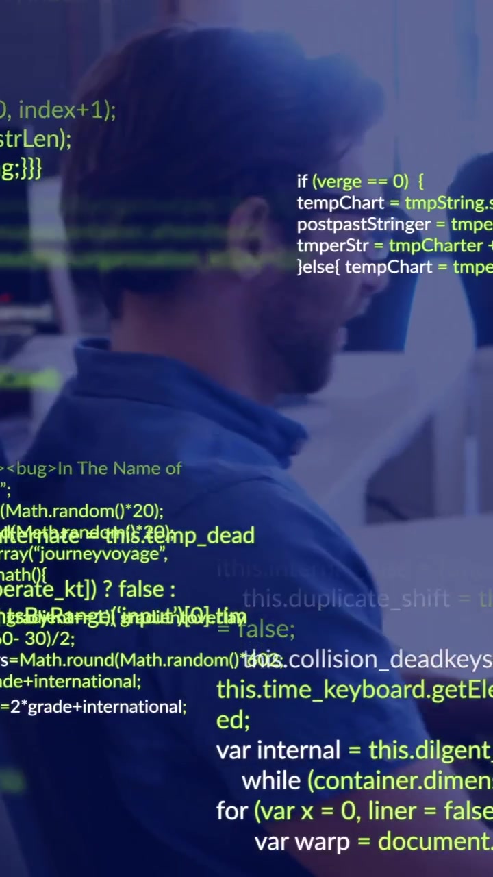 Animation of data processing over diverse business people in office