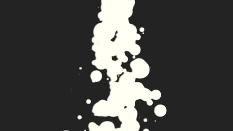 Abstract-flowing-white-liquid-and-splashes-spots-on-black-gradient