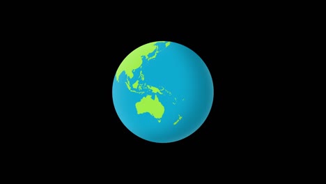 flat design with animated texture spinning earth isolated on black background