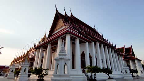 Asian-White-and-Red-Temple-Exterior-Design,-No-People