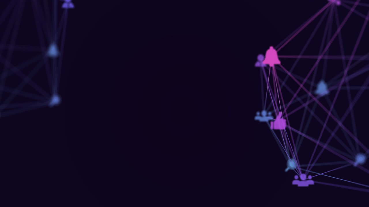 Animation of digital interface and network connections with social networking pink 