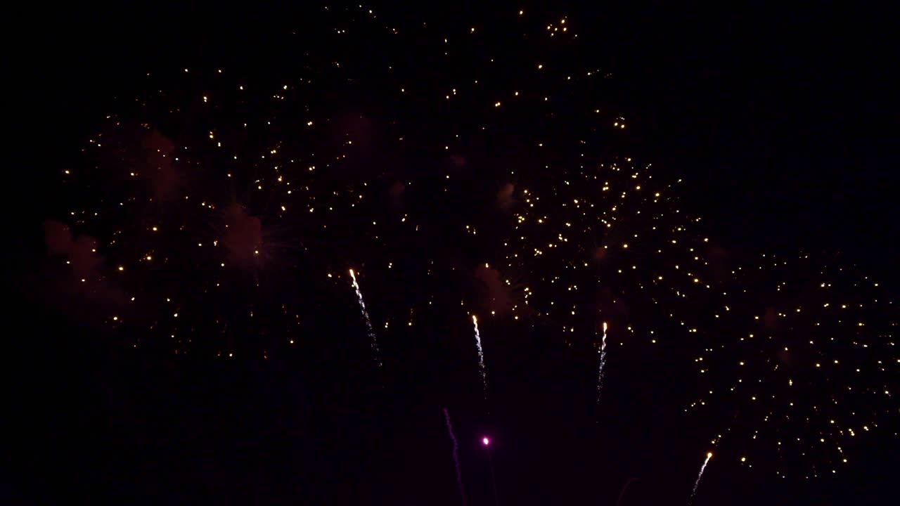 Beautiful colourful fire work display at night for celebration in festival