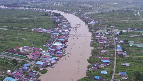 sungai martapura river in rural south kalimantan, aerial