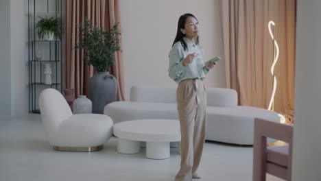 modern home interior featuring a woman