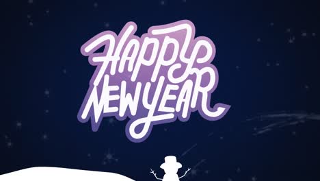 animation of happy new year text over snow falling