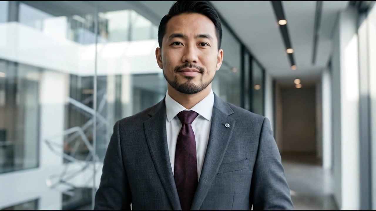 Young Business Professional Using Smartphone Outdoors in Urban Business District