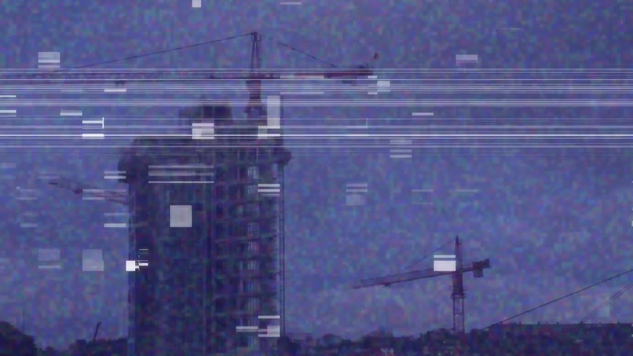 Cranes and modern buildings