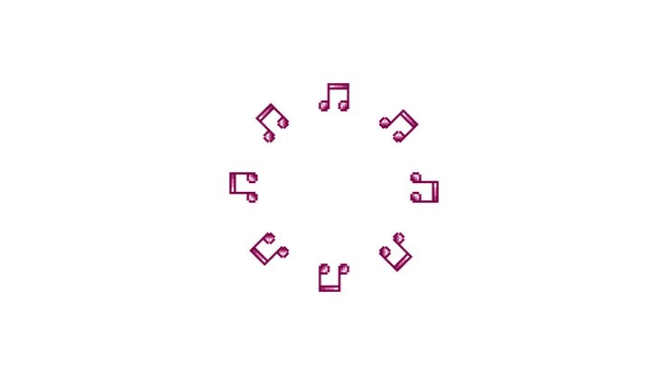 Pixel Art Mini Eighth notes Spinning Circle Animated Overlay Transparent 30fps (1)