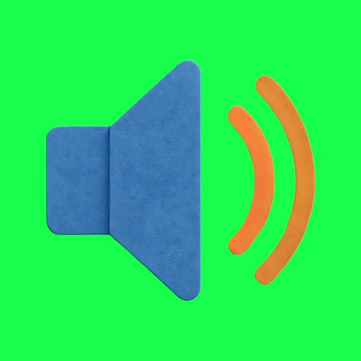 Animazione con icona altoparlante blu, video 4K trasparente, green screen