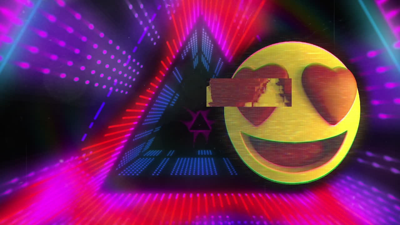Animazione di icona emoji su tunnel digitale