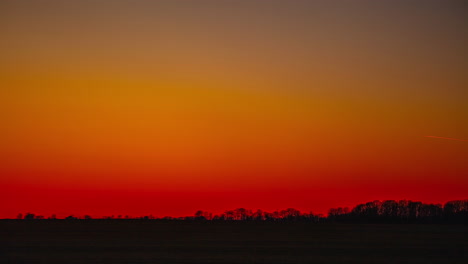 Golden-red-sky-sunset-sunrise,-light-dark-forest-highlights-nature-landscape