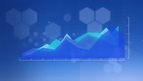 animación del procesamiento de datos sobre formas sobre fondo azul