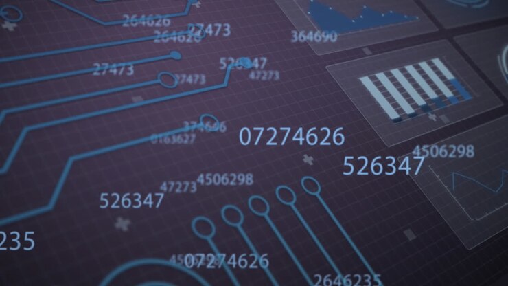 Animatin of changing numbers over interface with data processing and microprocessor connections