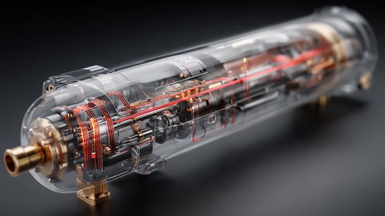 Detailed Exploration of a Transparent Mechanism Showing Inner Workings of Complex Electrical Components and Wiring in a Modern Device
