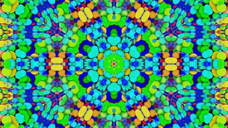 simetría estelar. efecto caleidoscopio de superficie líquida ondulada brillante con círculos distorsionados flotan como gotas de pintura en aceite. fondo creativo con gradiente multicolor en 4k. 3d
