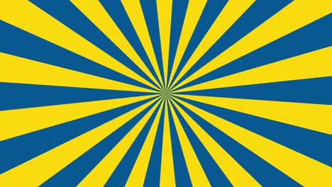 un bucle de video de líneas concentradas azules y amarillas giratorias.