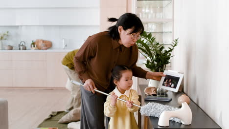 family cleaning time