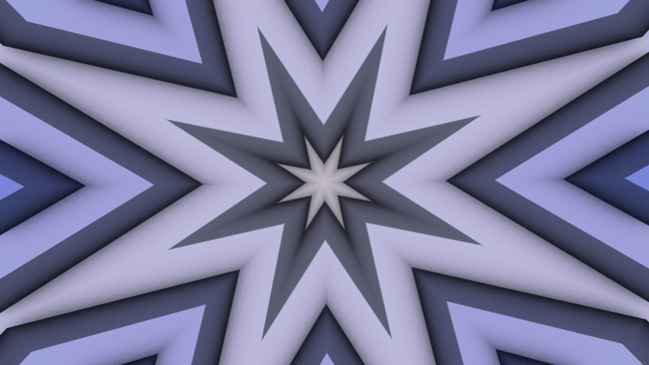 abstract kaleidoscope motion graphics. animación. hermoso patrón estrellado en movimiento hipnótico con figuras cambiantes desde el centro de la pantalla a los lados, bucle sin costuras