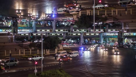 night city intersection with reflection