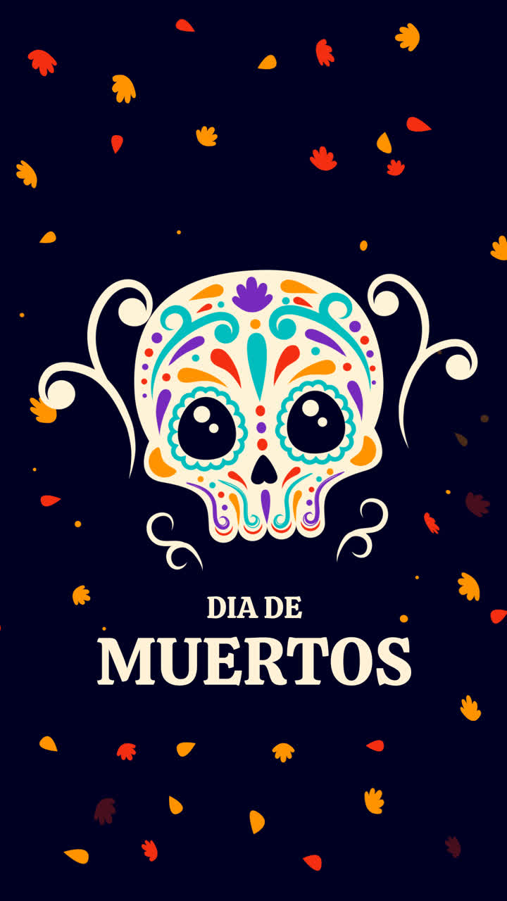 una animación de diseño plano dia de muertos fondo