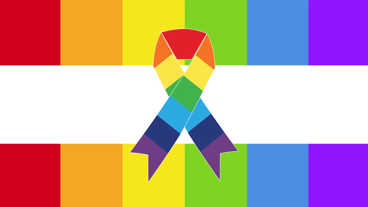 animación de la cinta del arco iris sobre las rayas del arco iris