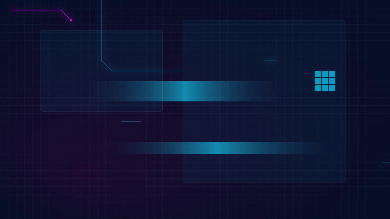 Abstract Digital Interface with Moving Light Streaks and Grid Elements
