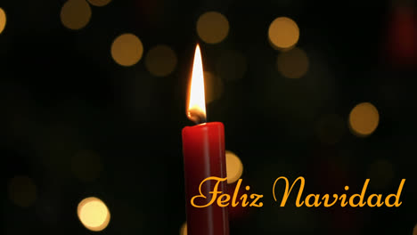 animación de feliz navidad texto sobre vela