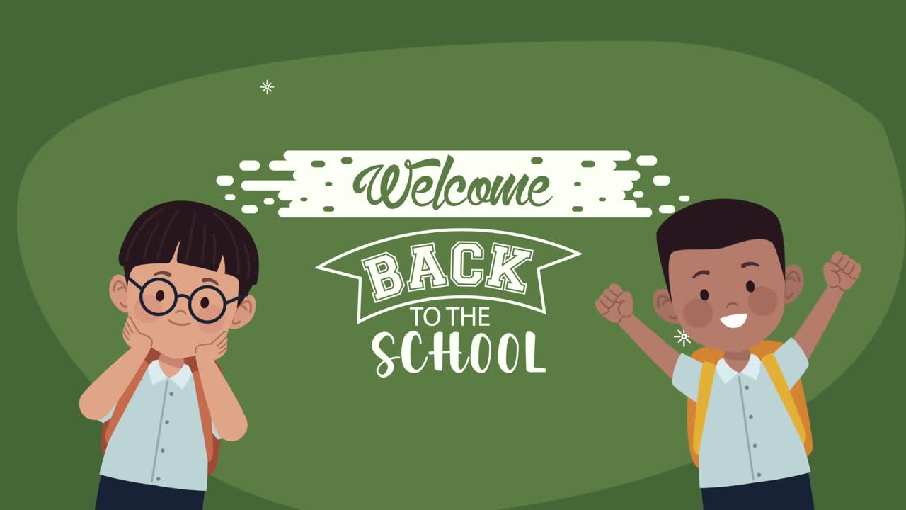 학교로 돌아가는 글자 애니메이션