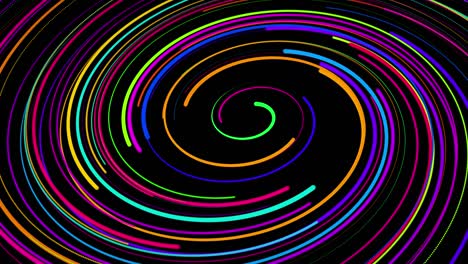estilo creativo fondo abstracto en 4k. líneas de color girando en espiral volar a lo largo de la ruta giratoria. diseño de movimiento bg de partículas que dan forma a líneas, hélice y estructuras abstractas. render 3d