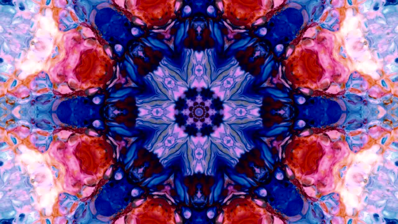 Abstract Paint Brush Ink Smooth Concept Symmetric Pattern Ornamental Decorative Kaleidoscope Movement Geometric Circle and Star Shapes