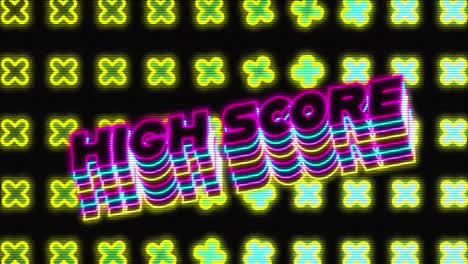 Animation-vintage-video-game-screen-with-words-high-score-written