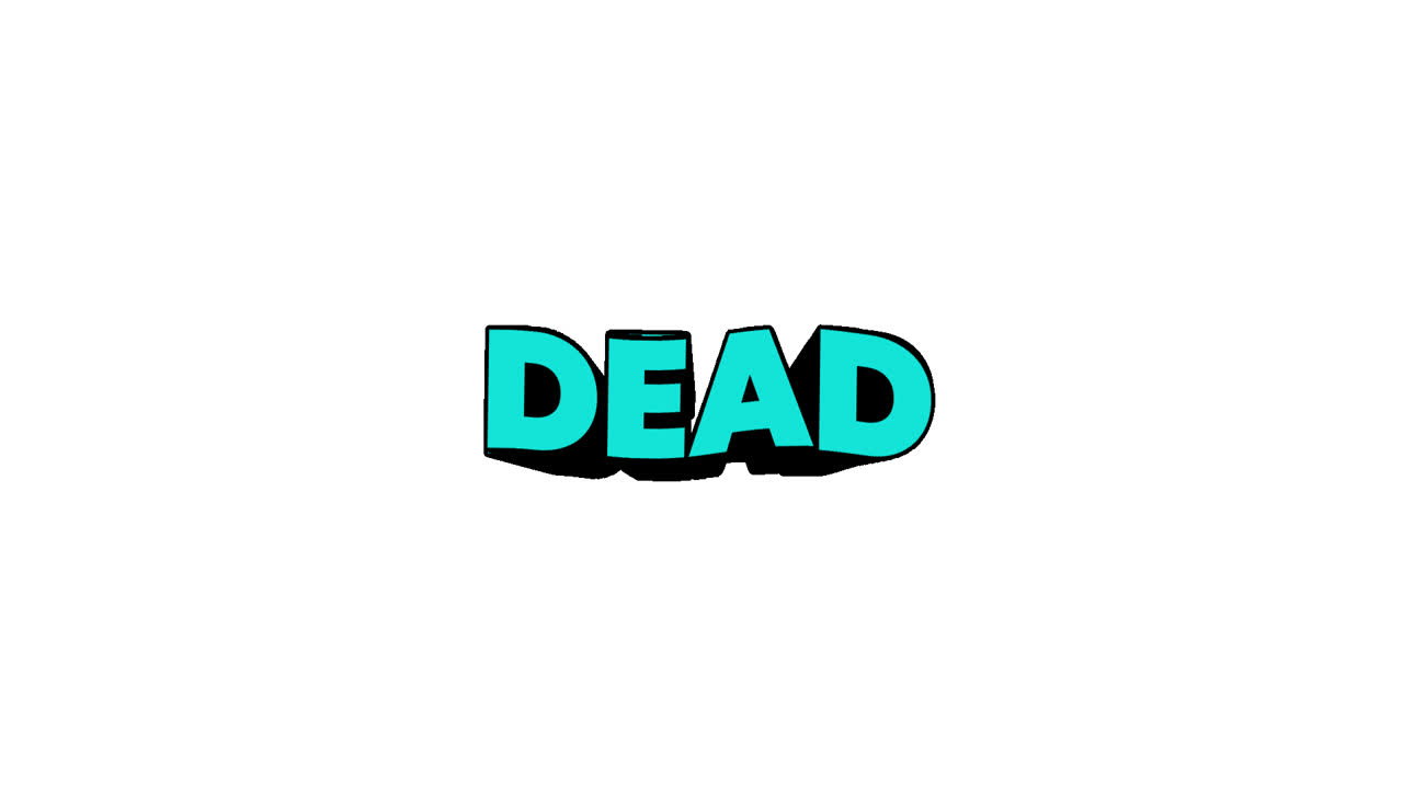 Animated Turquoise 'DEAD' Text with Glitch Effect and Stars