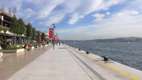 walkway along the waterfront in istanbul, turkey