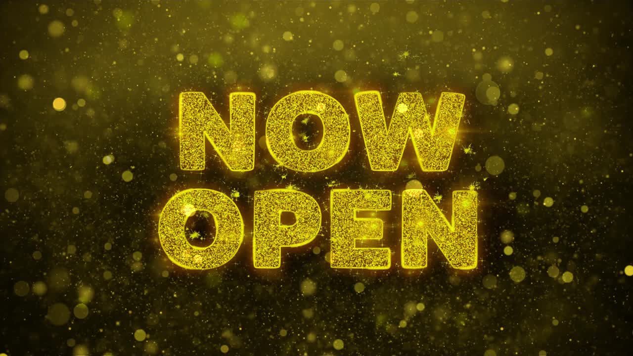 Now Open Sign with Glitter Effect