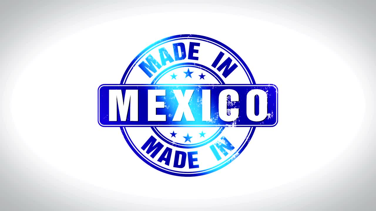 hecha en mexico palabra 3d animación de sello de madera animación