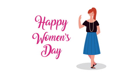 happy womens day card with beautiful girl