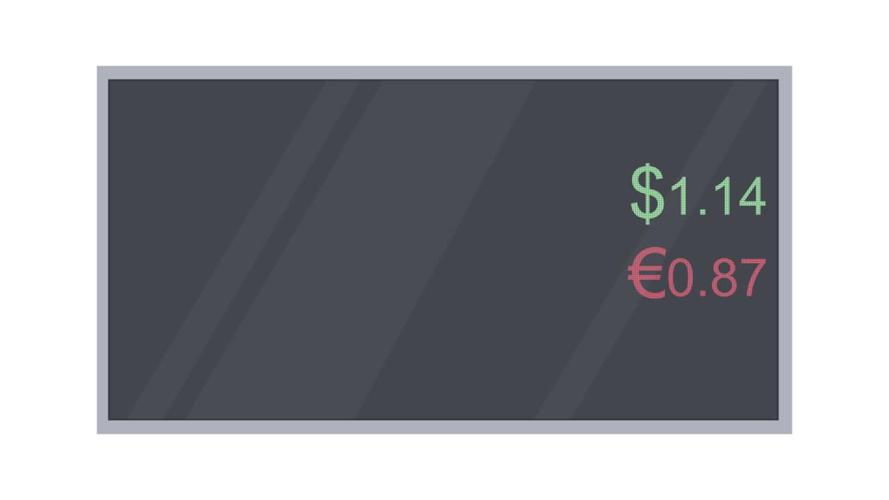 tasa de cambio de divisas. animación del panel de información bancaria. dibujos animados