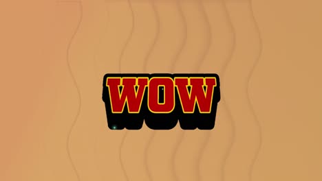 animation of wow text over retro speech bubble against wavy texture in seamless pattern