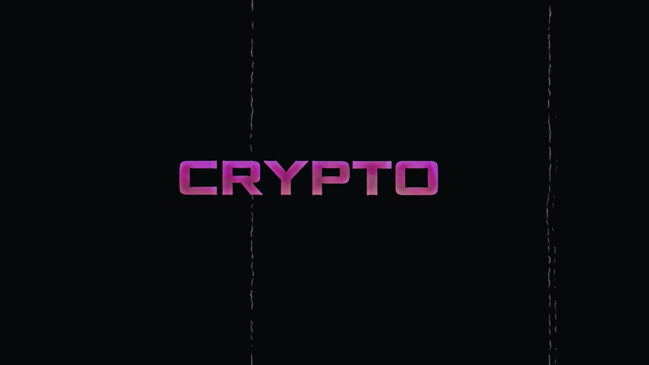Logo testuale Crypto animato con effetti glitch.