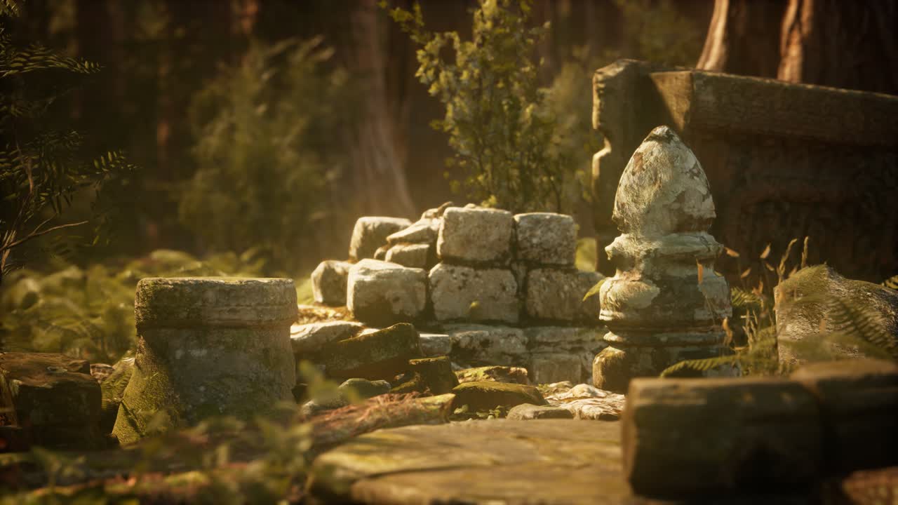 소나무 숲 에 있는 고대 도시 의  ⁇ 은 폐허