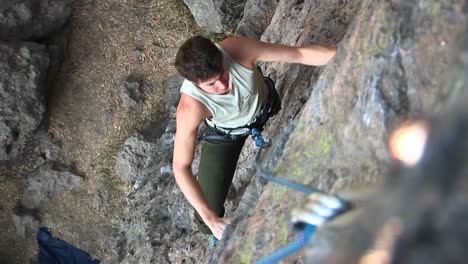 Bird'Seye-Shot-Of-A-Rock-Climber-Scaling-A-Cliff-Face