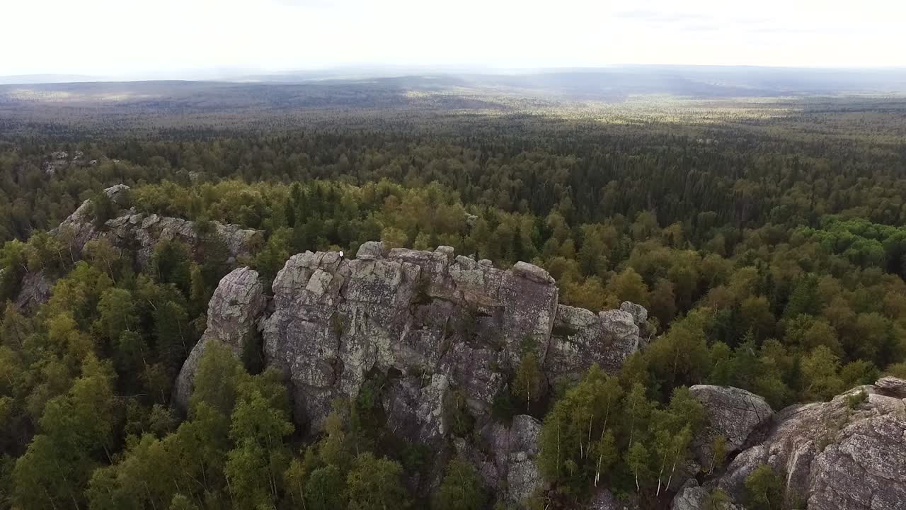 vista aérea de picos de montañas rocosas y bosques