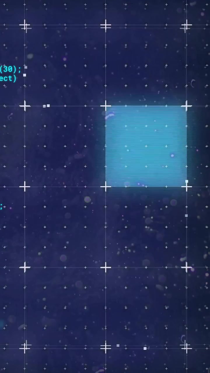 Animation of data processing and flashing lights over grid on black background
