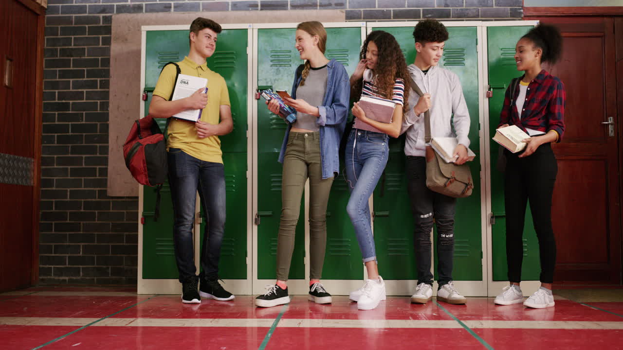 a group of teenage students hanging out