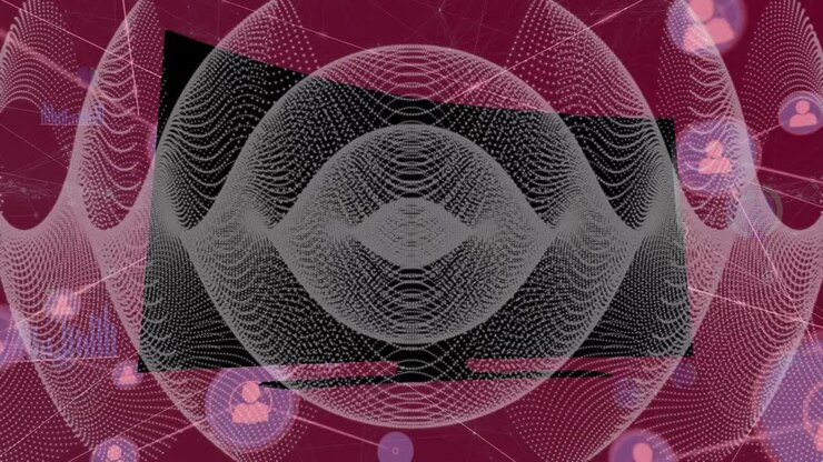 Animation of connections over kaleidoscopic waves and tv