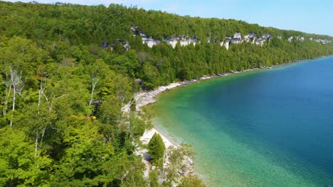 pristine and forested foreshore of georgian bay during summer in ontario, canada